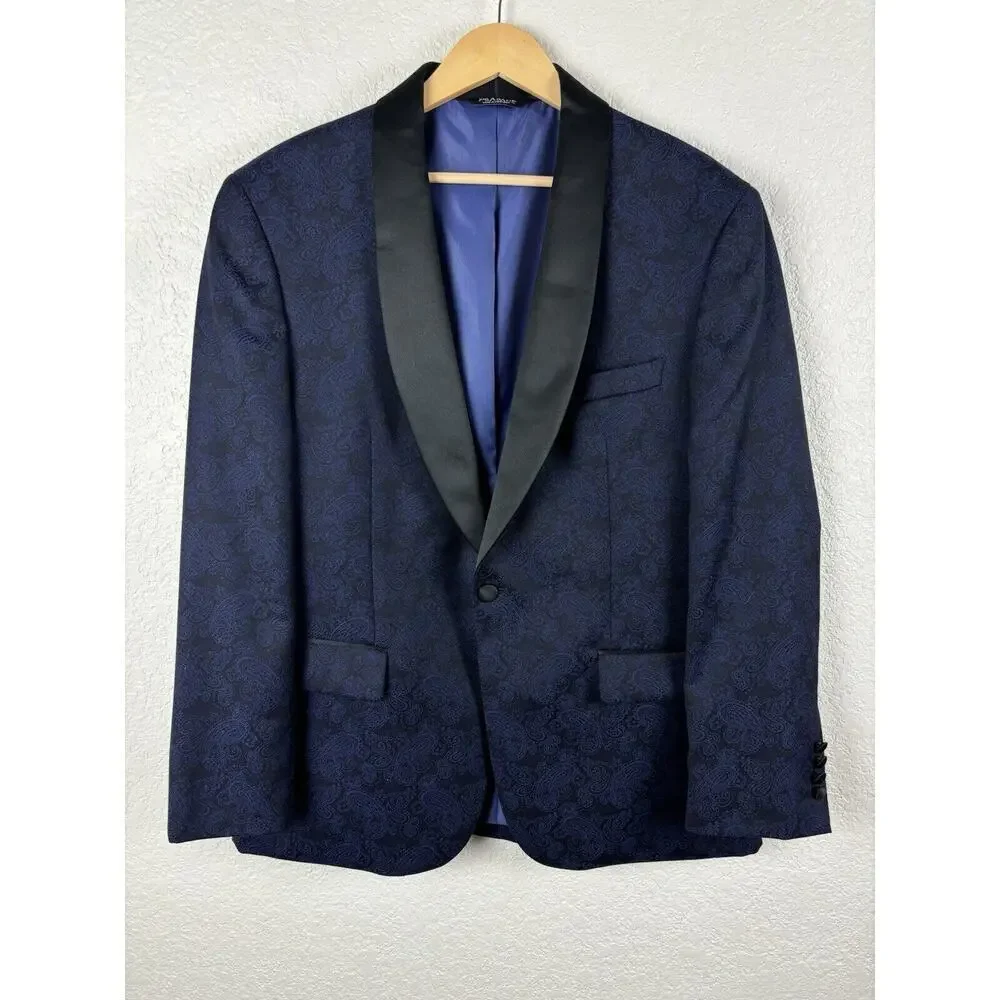 Jos A Bank Paisley Tailored Fit Sport Coat Blue Black Size Medium Western Rodeo